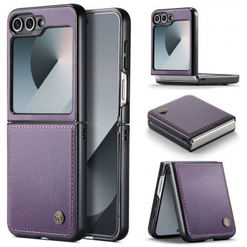 CaseMe Samsung Galaxy Z Flip7 FE Litchi Skin PU Leather Case Purple