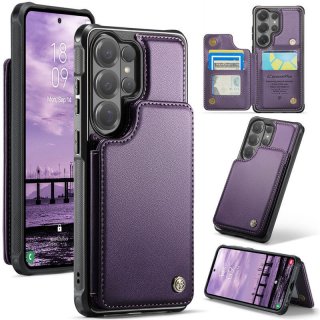 CaseMe Samsung Galaxy S26 Ultra RFID Blocking Card Holder Case with Kickstand Purple