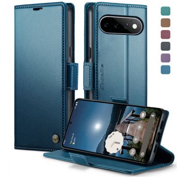 CaseMe Google Pixel 11/Pixel 11 Pro RFID Wallet Case with Magnetic Buckle & Wireless Charging Blue