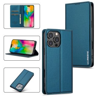 LC.IMEEKE iPhone 16 Pro Max Silm Wallet Kickstand Magnetic Case Blue