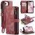 CaseMe iPhone 16e Wallet Kickstand Case with Wrist Strap Red