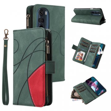 Motorola Edge X30 Zipper Wallet Magnetic Stand Case Green