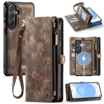 CaseMe Samsung Galaxy S26 Plus 2-in-1 Magnetic RFID Wallet Case with Wireless Charging & Wrist Strap Coffee