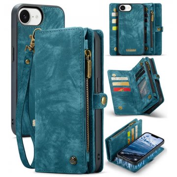 CaseMe iPhone 16e Wallet Magnetic Case with Wrist Strap Blue