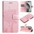 For iPhone 16 Pro Max Cat Tree Embossed Pattern Wallet Case Rose Gold