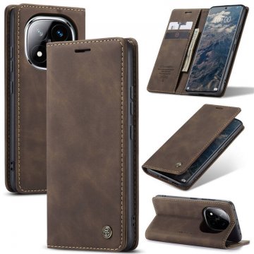 CaseMe Xiaomi Redmi Note 14 Pro/Note 14 Pro Plus Wallet Magnetic Suede Leather Case Coffee