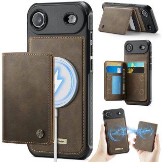 CaseMe iPhone Air 2-in-1 Detachable Magnetic Wallet Case with RFID Blocking, Card Holder & MagSafe Compatible - Coffee
