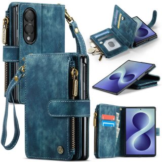 CaseMe Samsung Galaxy Z Fold8 Wallet Case with Zipper Pocket & Wireless Charging Blue