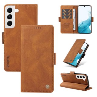 YIKATU Samsung Galaxy S21 FE Skin-touch Wallet Kickstand Case Brown