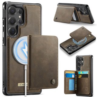 CaseMe Samsung Galaxy S25 Ultra Detachable Magnetic Wallet Case with RFID Blocking & Wireless Charging - Coffee
