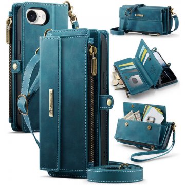 CaseMe iPhone 16e Crossbody Wallet Case with RFID Blocking & Wireless Charging Blue