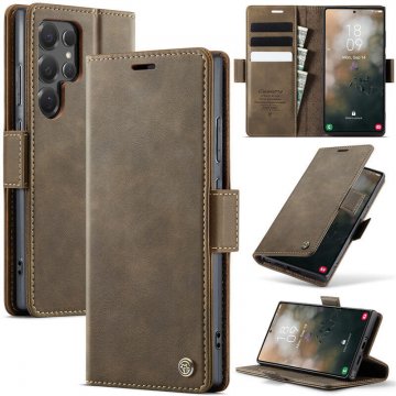 CaseMe Samsung Galaxy S25 Ultra Magnetic Wallet Case with RFID Blocking Coffee
