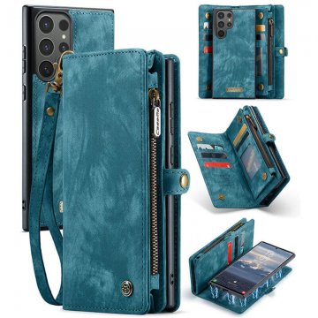 CaseMe Samsung Galaxy S25 Ultra Wallet Case with Wrist Strap Blue