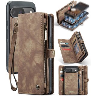 CaseMe Google Pixel 9/9 Pro Wallet Magnetic Case with Wrist Strap Coffee