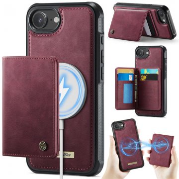CaseMe iPhone 16e 2-in-1 Detachable Magnetic Wallet Case with RFID Blocking, Card Holder & MagSafe Compatible - Red
