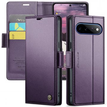 CaseMe Google Pixel 11 Pro XL RFID Wallet Case with Magnetic Buckle & Wireless Charging Purple