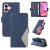 For iPhone 16 Color Splicing Wallet Magnetic Kickstand Case Blue