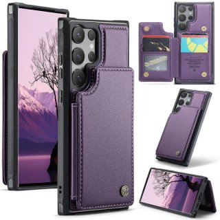 CaseMe Samsung Galaxy S25 Ultra RFID Blocking Card Holder Kickstand Case Purple