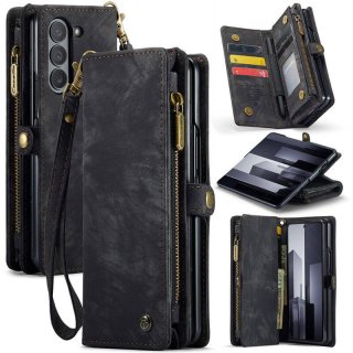 CaseMe Samsung Galaxy Z Fold6 Wallet Case with Wrist Strap Black