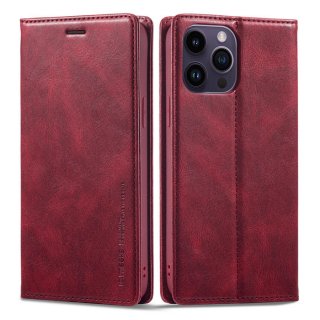 LC.IMEEKE Wallet RFID Blocking Kickstand Phone Case Red