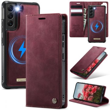CaseMe Samsung Galaxy S22 Plus 2-in-1 Magnetic Wallet Case – Wireless Charging & RFID Blocking Red