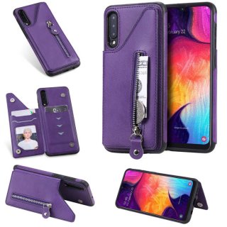 Samsung Galaxy A50 Wallet Magnetic Shockproof Cover Purple