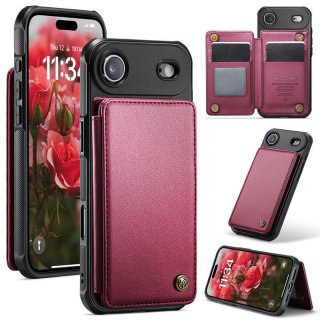 CaseMe iPhone Air RFID Blocking Card Holder Case with Kickstand Red