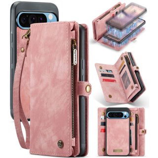 CaseMe Google Pixel 9 Pro XL Wallet Magnetic Case with Wrist Strap Pink