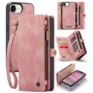 CaseMe iPhone 16e Wallet Magnetic Case with Wrist Strap Pink