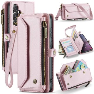 CaseMe Samsung Galaxy S24 FE Wallet RFID Blocking Crossbody Case Support Wireless Charging Pink