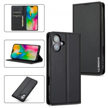 LC.IMEEKE iPhone 16 Silm Wallet Kickstand Magnetic Case Black