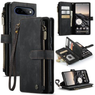 CaseMe Google Pixel 11 Pro XL Wallet Case with Zipper Pocket & Wireless Charging Black