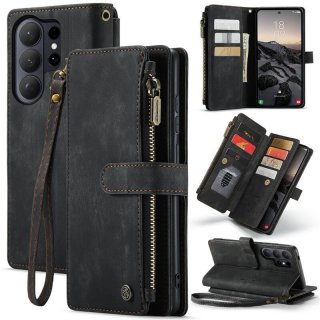 CaseMe Samsung Galaxy S26 Ultra Wallet Kickstand Case with Wrist Strap Black