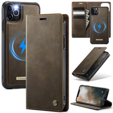 CaseMe iPhone 11 Pro Max 2-in-1 Magnetic Wallet Case – Wireless Charging & RFID Blocking Coffee