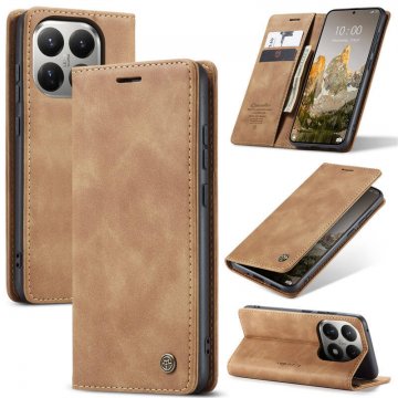 CaseMe Xiaomi 15T Wallet Magnetic Suede Leather Case Brown