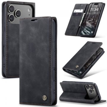 CaseMe iPhone 17 Pro Max Wallet Magnetic Suede Leather Case Black