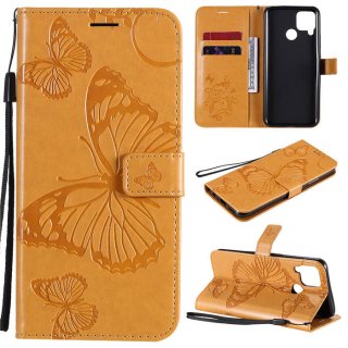 OPPO Realme C15 Embossed Butterfly Wallet Magnetic Stand Case Yellow