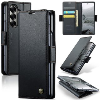 CaseMe Samsung Galaxy Z Fold7 Wallet RFID Blocking Magnetic Buckle Case Black