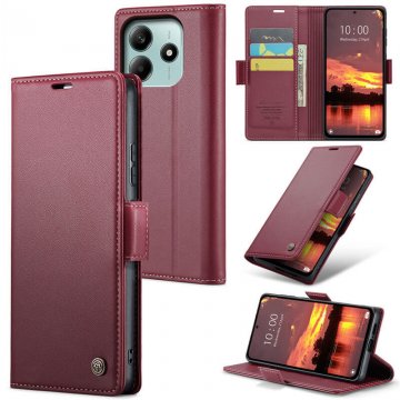 CaseMe Xiaomi Redmi Note 14 Wallet RFID Blocking Magnetic Buckle Case Red