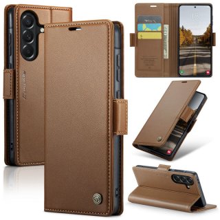 CaseMe Samsung Galaxy A37 Wallet RFID Blocking Magnetic Buckle Case Brown