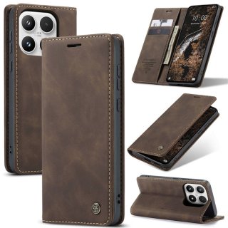 CaseMe Xiaomi 17 Wallet Magnetic Suede Leather Case Coffee