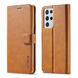 LC.IMEEKE Samsung Galaxy S21 Ultra Wallet Stand PU Leather Case Brown