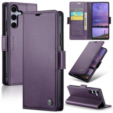 CaseMe Samsung Galaxy S25 Plus Wallet RFID Blocking Magnetic Buckle Case Purple