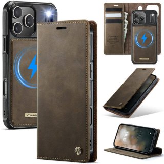 CaseMe iPhone 17 Pro 2-in-1 Magnetic Wallet Case – Wireless Charging & RFID Blocking Coffee