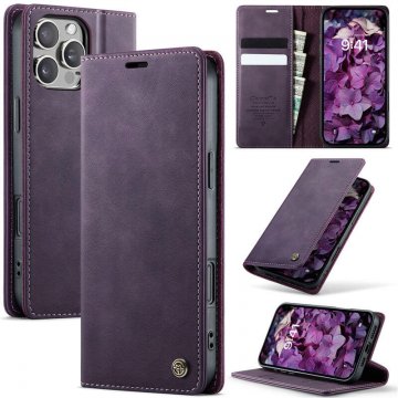 CaseMe iPhone 16 Pro Max Magnetic Wallet Case with RFID Blocking Purple