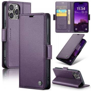 CaseMe iPhone 16 Pro Wallet RFID Blocking Magnetic Buckle Case Purple