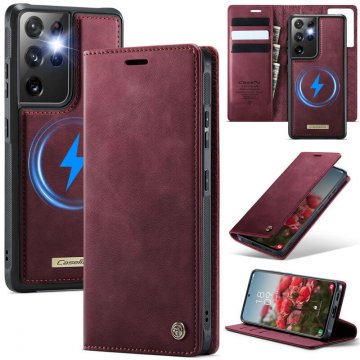 CaseMe Samsung Galaxy S21 Ultra 2-in-1 Magnetic Wallet Case – Wireless Charging & RFID Blocking Red