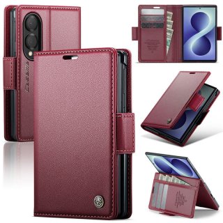 CaseMe Samsung Galaxy Z Fold8 RFID Wallet Case with Magnetic Buckle & Wireless Charging Red
