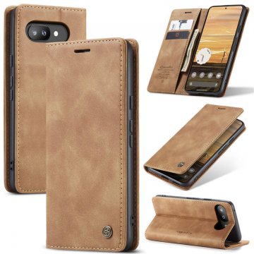 CaseMe Google Pixel 9A Wallet Magnetic Suede Leather Case Brown