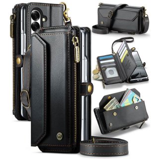 CaseMe Samsung Galaxy Z Fold8 Ultra RFID Wallet Case with Crossbody Strap, Zipper Pocket & Wireless Charging Black